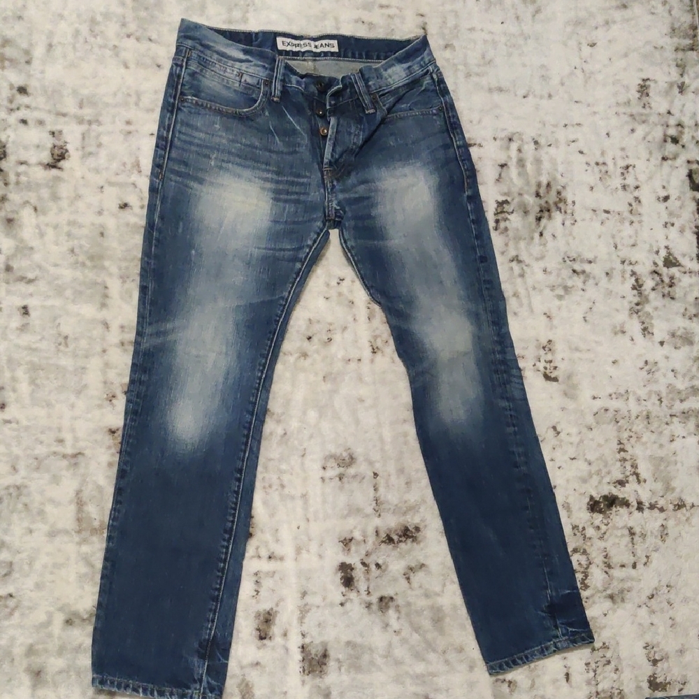 Express Men's Faded Blue Slim Jeans